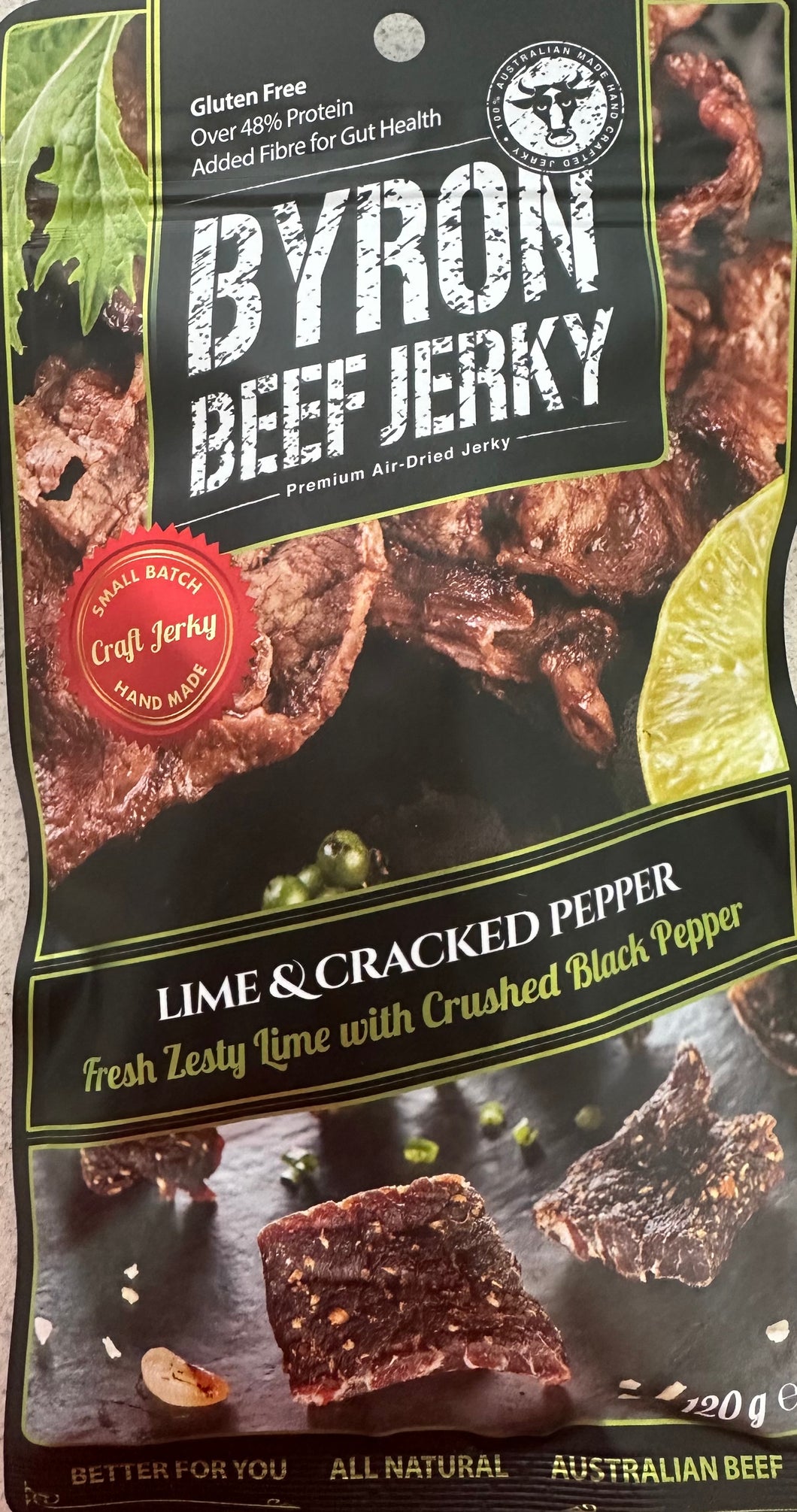 BYRON BAY BEEF JERKY - LIME & CRACKED PEPPER