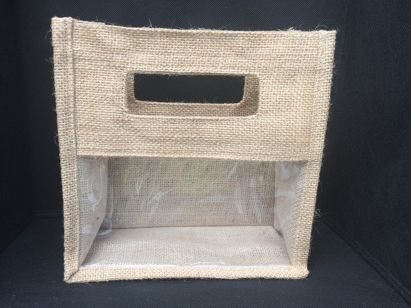 Natural Jute Bag with Clear Window Large